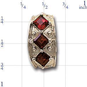 B2166 14K 3 SQ GARNET SLIDE 